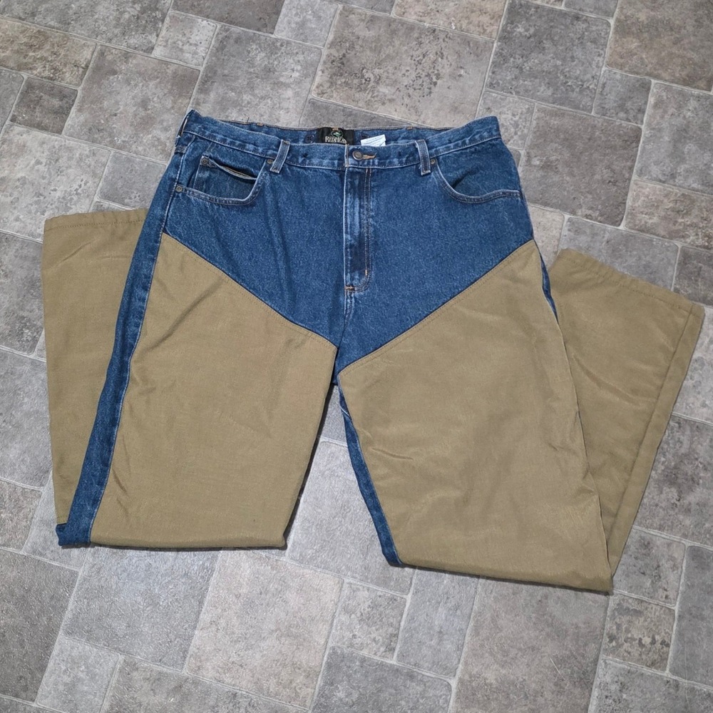 RedHead Mens Field Pants Hunting Upland Denim Canvas Overlay 38x32 Indigo Tan